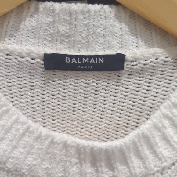Balmain Men's White Cable Knit Sweater - Size M Like New - Picture 4 of 13